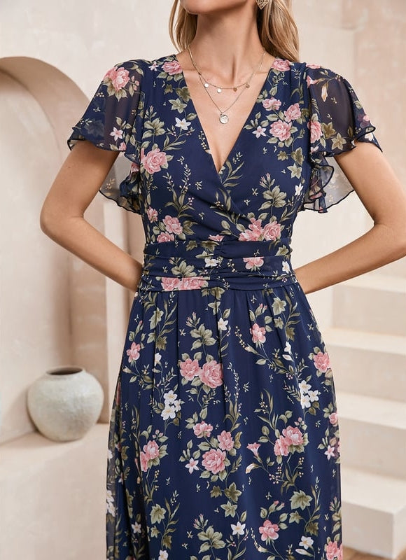 Robe Trapèze Fleurie Nuit - gallery 2