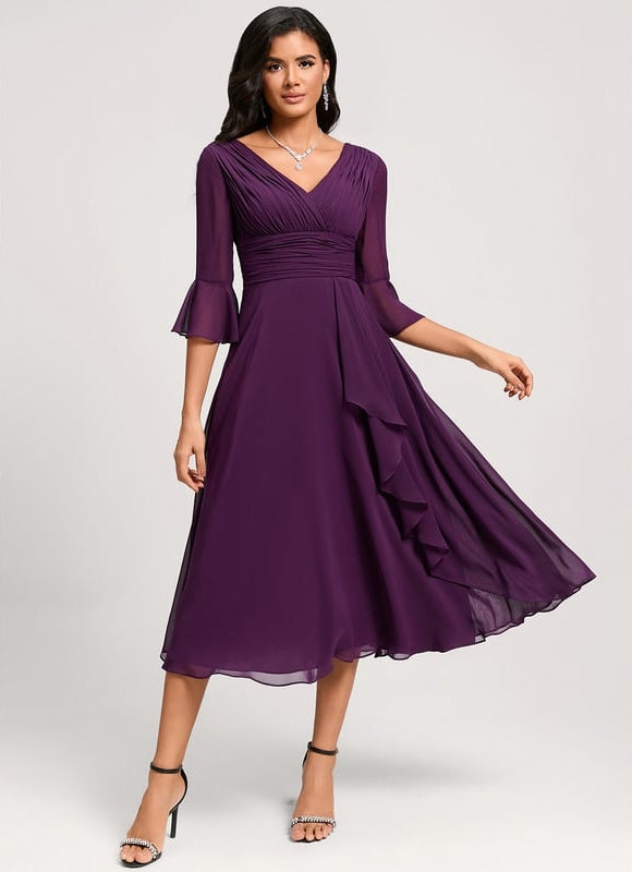 Robe Trapèze Florale Marine - gallery 6