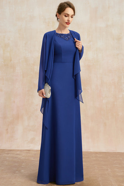 Robe Trapèze Satin Bleu Majestueux - gallery 1
