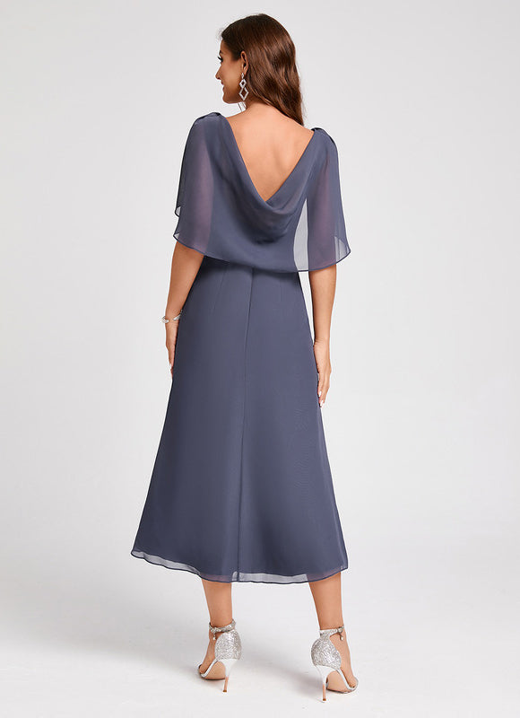 Robe Trapèze Florale Marine - gallery 3