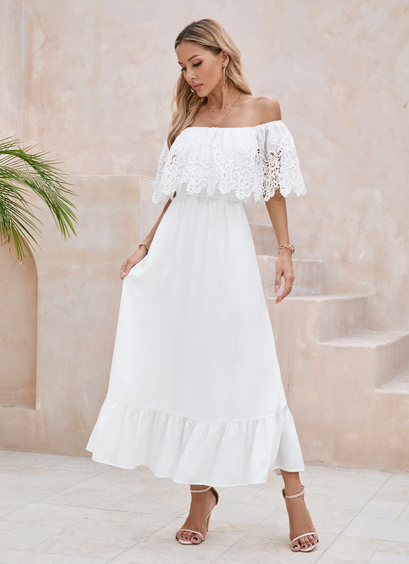 Robe Trapèze Blanche Bohème - gallery 5