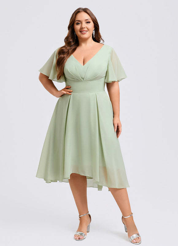 Robe Trapèze Flottante Verte - gallery 6