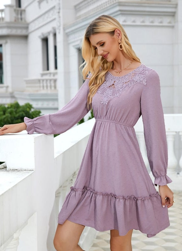 Robe Trapèze Dentelle Marine - gallery 1