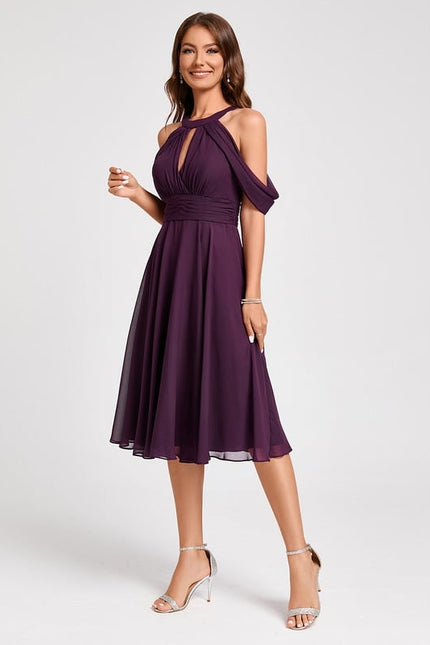 Robe Trapèze Chic Mousseline Violet - gallery 4