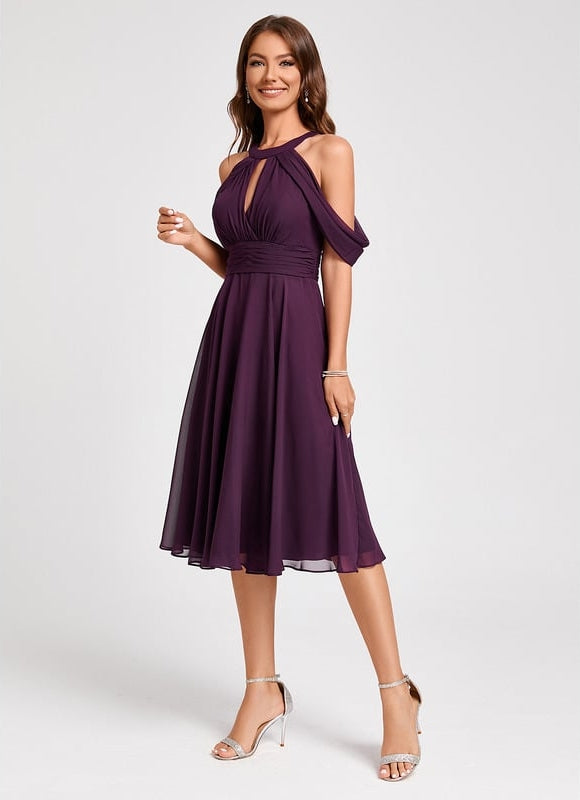 Robe Trapèze Chic Mousseline Violet - gallery 4