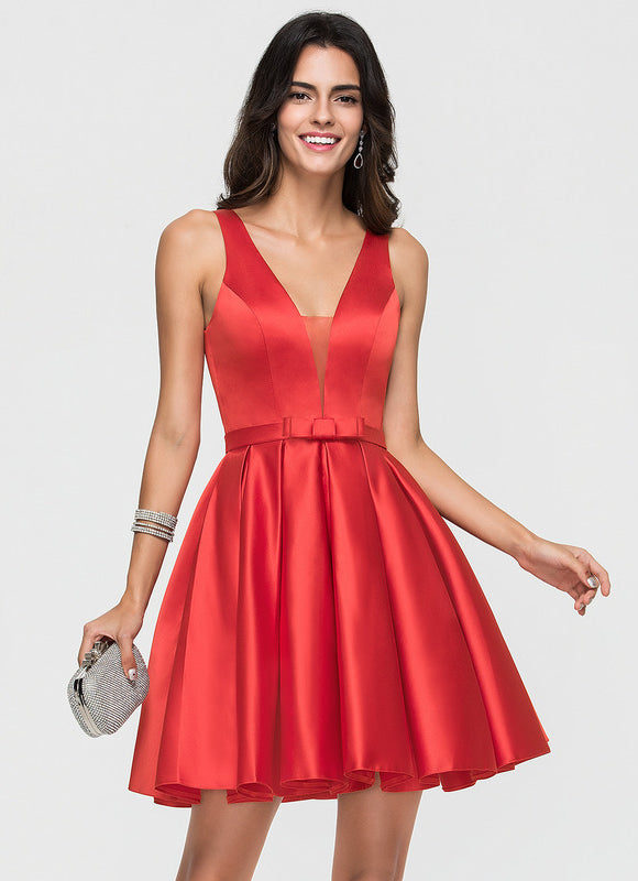 Robe Trapèze Évasée Satinée