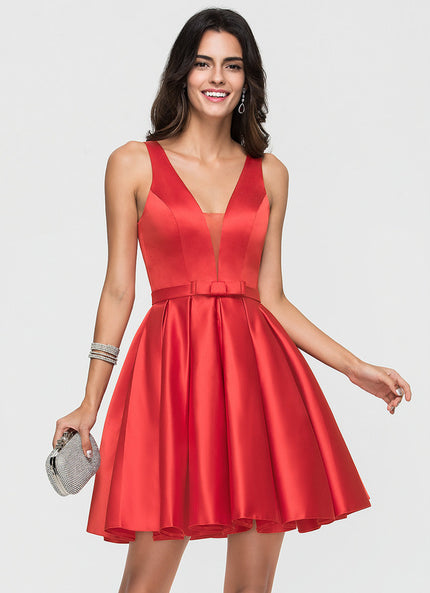 Robe Trapèze Évasée Satinée