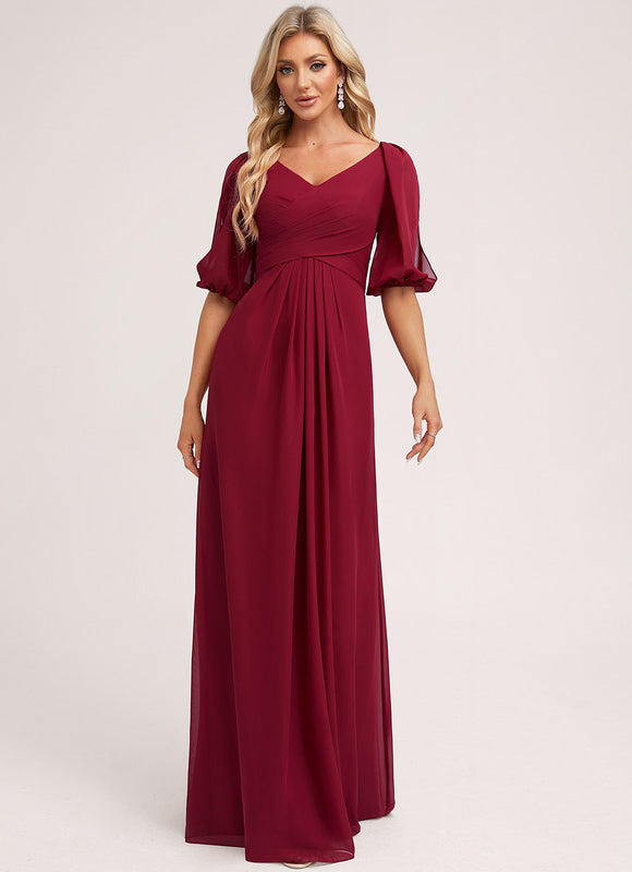 Robe Trapèze Longue Beige Élégante - gallery 3