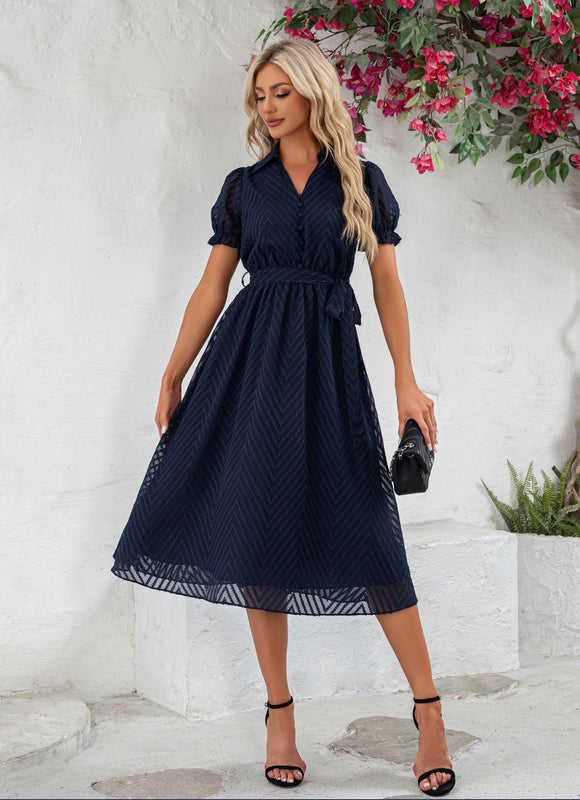 Robe Trapèze Marine Texturée
