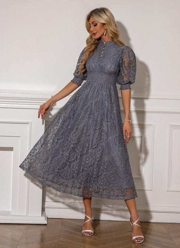 Robe Trapeze En Dentelle - gallery 1