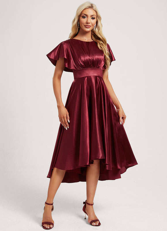 Robe Trapèze Rouge Satiné Élégant - gallery 1