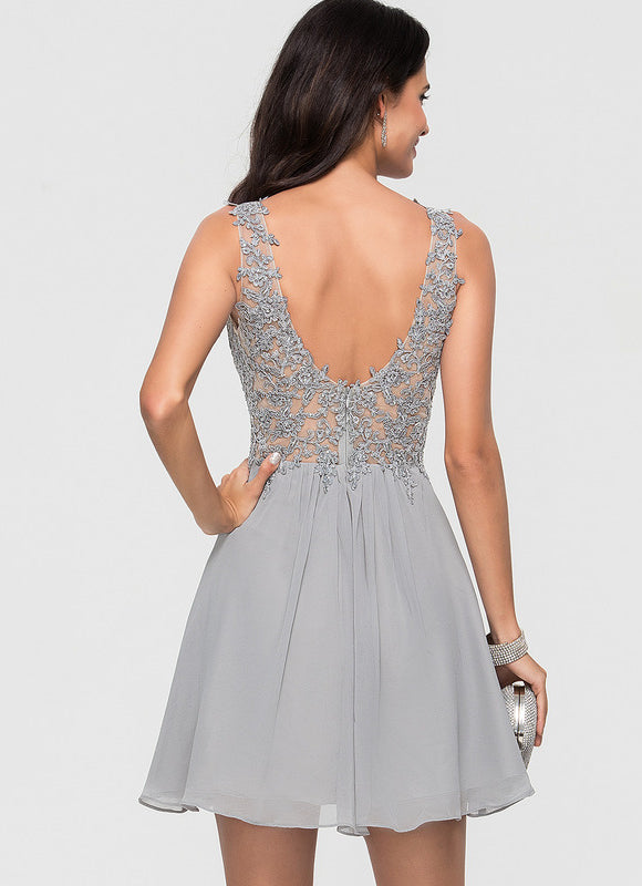 Robe Trapèze Valse De Mousseline - gallery 4