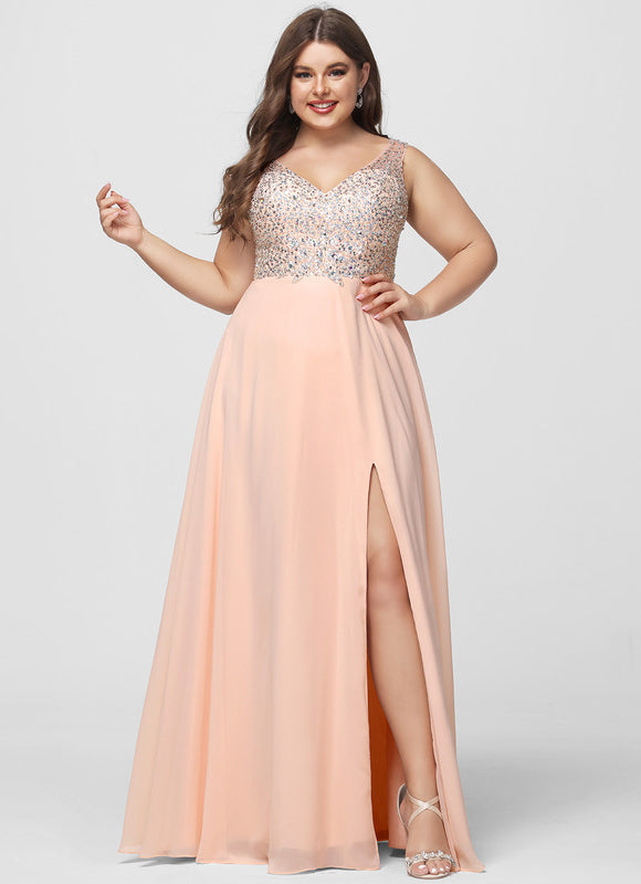 Robe Trapèze Éclat Pêche Satiné - gallery 6