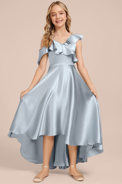 Robe Trapèze Satin Bleu Clair