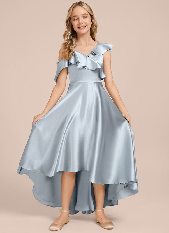 Robe Trapèze Satin Bleu Clair