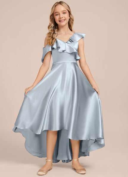 Robe Trapèze Satin Bleu Clair