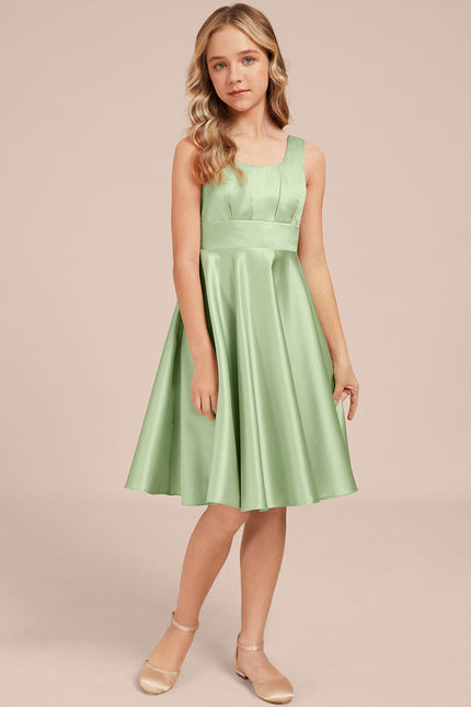 Robe Trapèze Satin Menthe Élégante - gallery 1