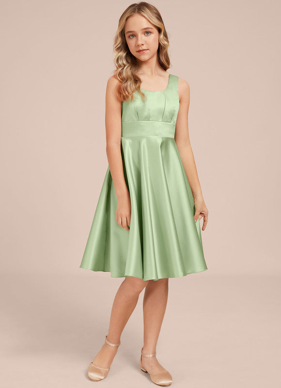 Robe Trapèze Satin Menthe Élégante - gallery 1