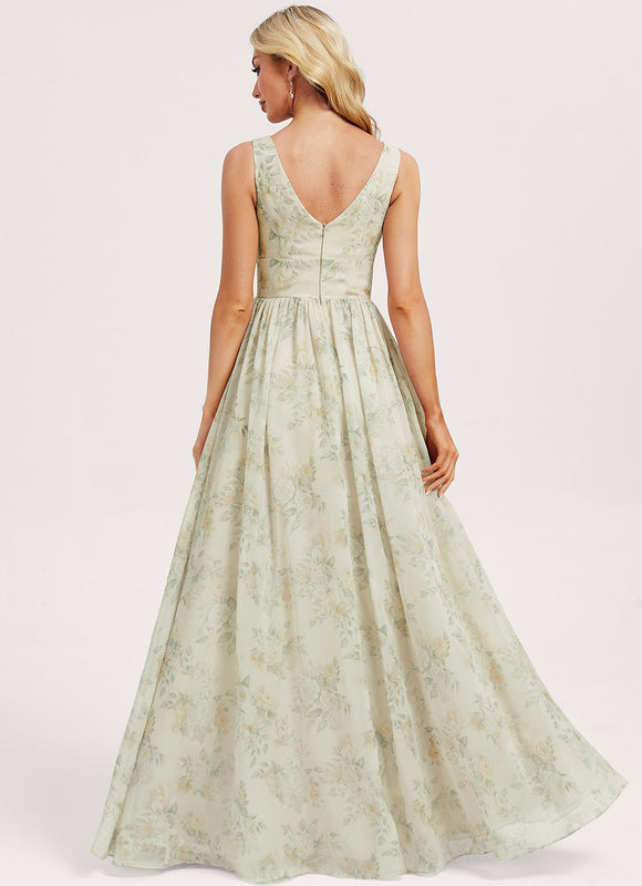 Robe Trapèze Longue Beige Élégante - gallery 5