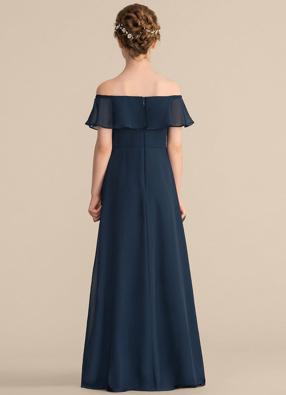 Robe Trapèze Bleu Marine Longs Mousseline - gallery 2
