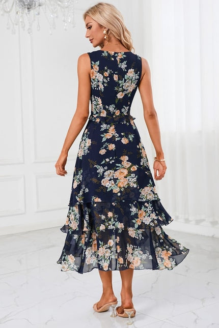 Robe Trapèze Florale Marine - gallery 4