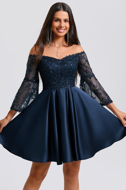 Robe Trapèze Satin Étoilée - gallery 2