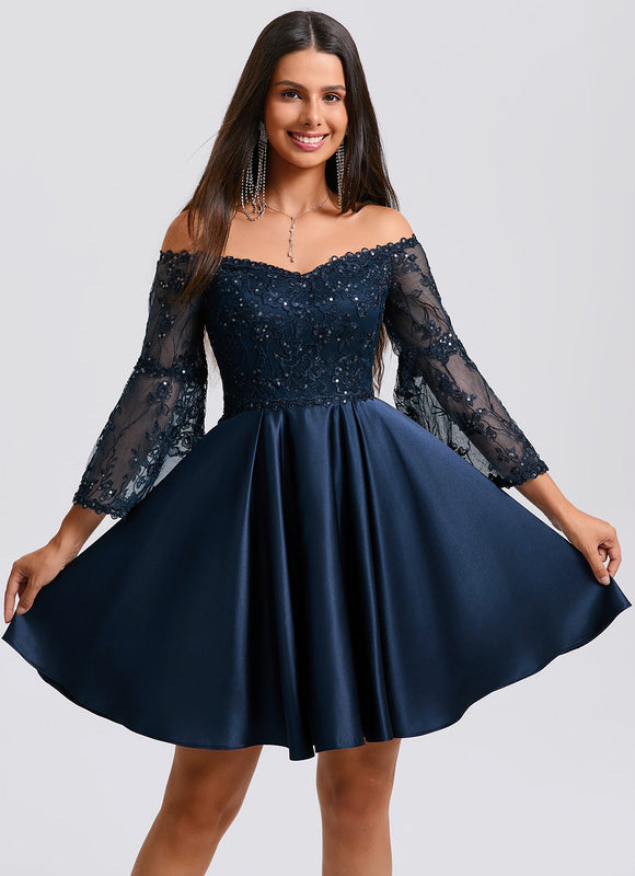 Robe Trapèze Satin Étoilée - gallery 2