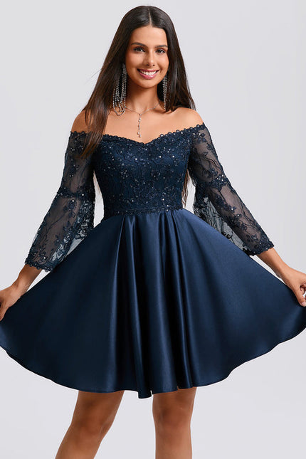 Robe Trapèze Satin Étoilée - gallery 2
