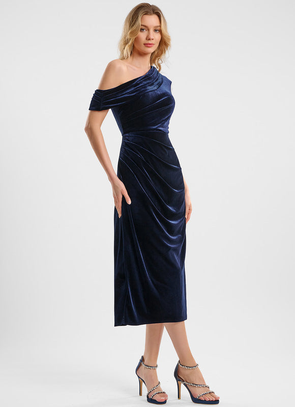 Robe Trapèze Velours Asymétrique