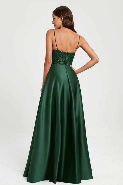 Robe Trapèze Élégance Satinée Émeraude - gallery 2