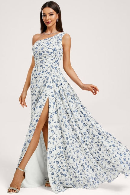 Robe Trapèze Asymétrique Beige - gallery 3