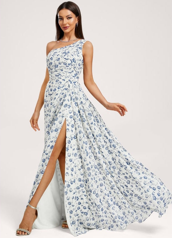 Robe Trapèze Asymétrique Beige - gallery 3
