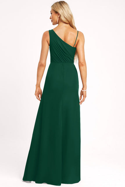 Robe Trapèze Verte Mousseline À Volants - gallery 5