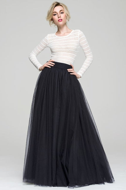 Robe Trapèze Tulle Noir Éthéré - gallery 4