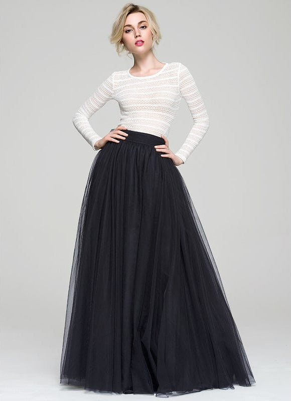 Robe Trapèze Tulle Noir Éthéré - gallery 4
