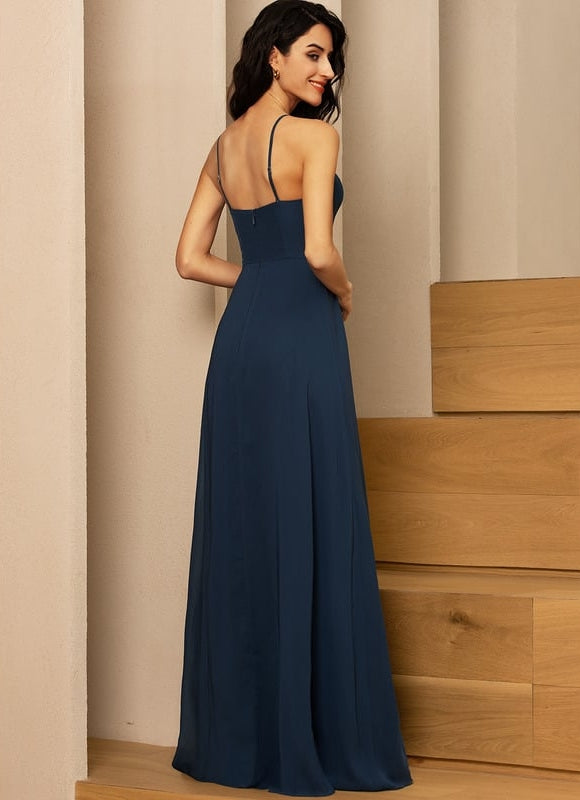 Robe Trapèze Bleu Marine Soirée - gallery 1