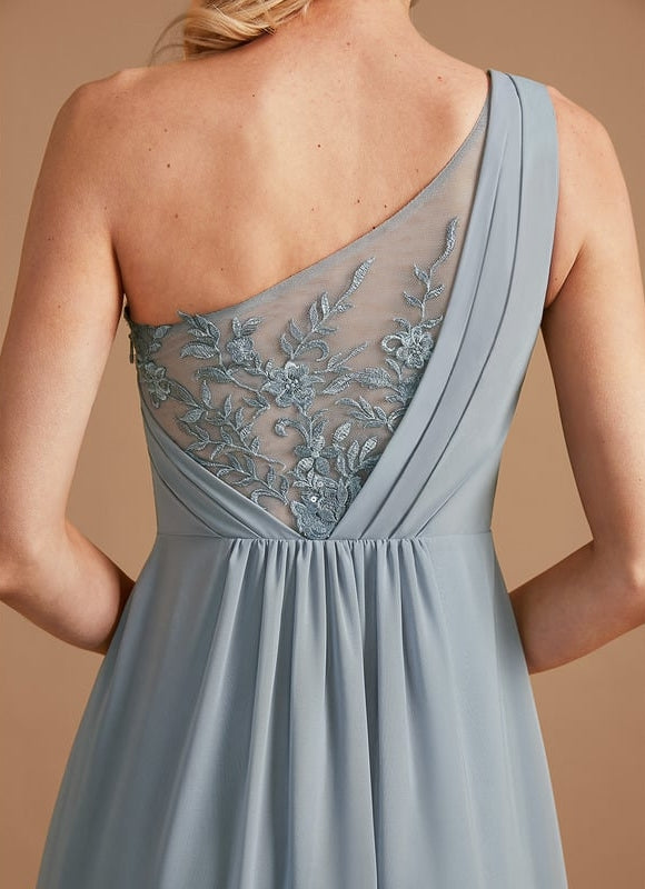 Robe Trapèze Bleu Ciel Décolletée Asymétrique - gallery 6