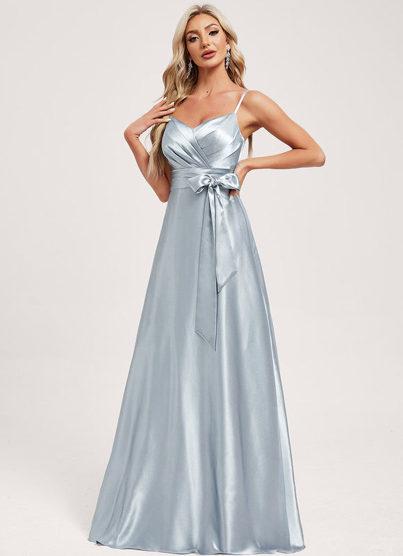 Robe Trapèze Satin Doré Élégante - gallery 2