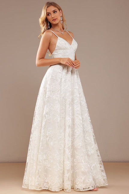 Robe Trapèze Blanche Dentelle Mariage - gallery 6