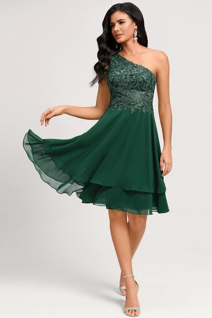Robe Trapèze Vert Émeraude Chic