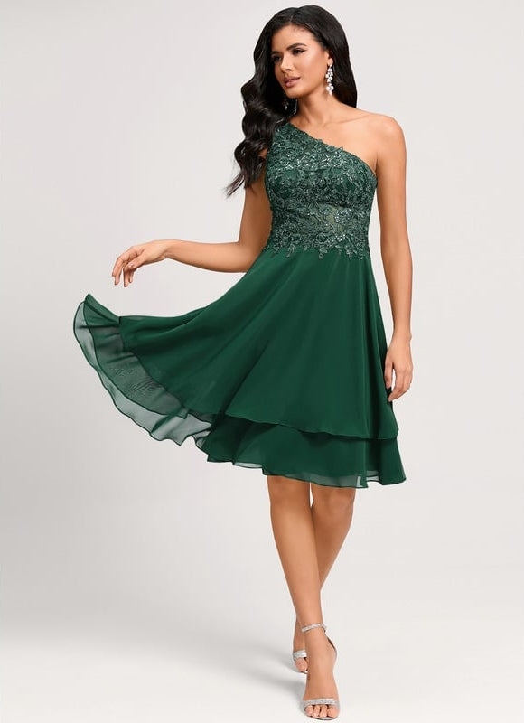 Robe Trapèze Vert Émeraude Chic