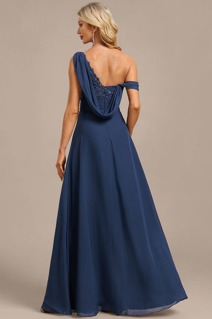 Robe Trapèze Élégance Asymétrique Marine - gallery 6