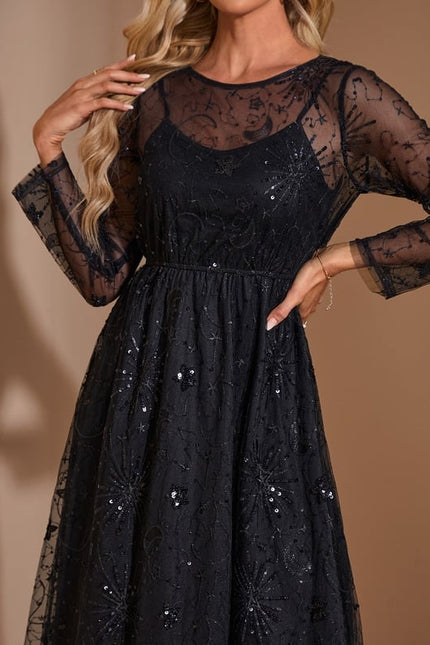Robe Trapèze Noir Étoilé Chic - gallery 3