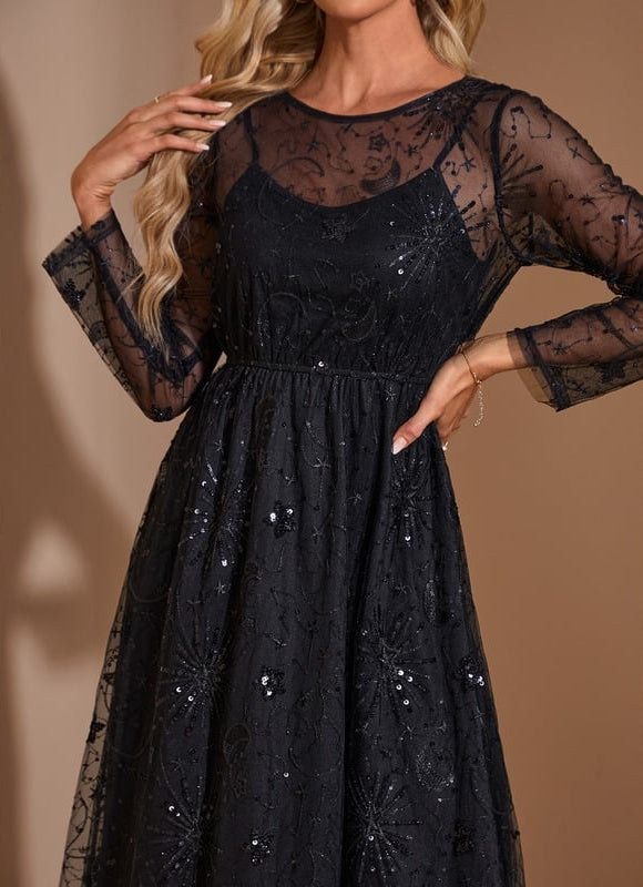 Robe Trapèze Noir Étoilé Chic - gallery 3