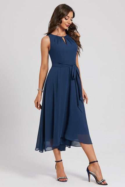 Robe Trapèze Bleue Marine Cocktail - gallery 1