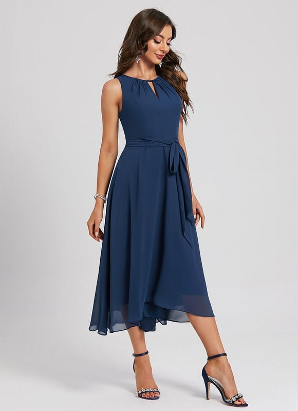 Robe Trapèze Bleue Marine Cocktail - gallery 1