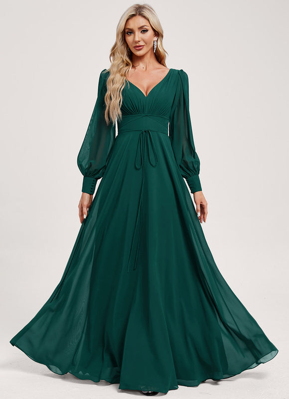 Robe Trapèze Longue Beige Élégante
