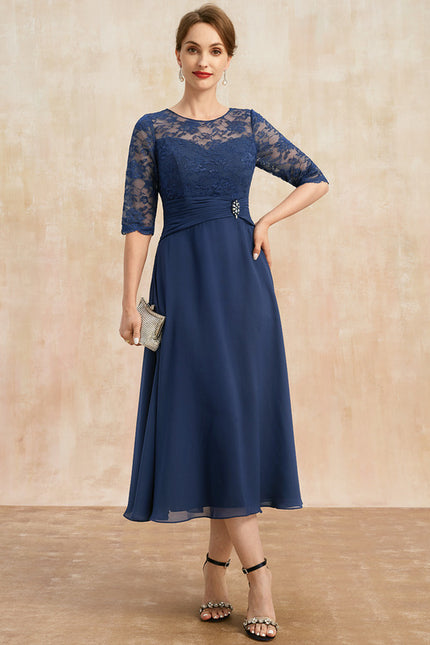 Robe Trapèze Élégance Marine Flottante - gallery 2