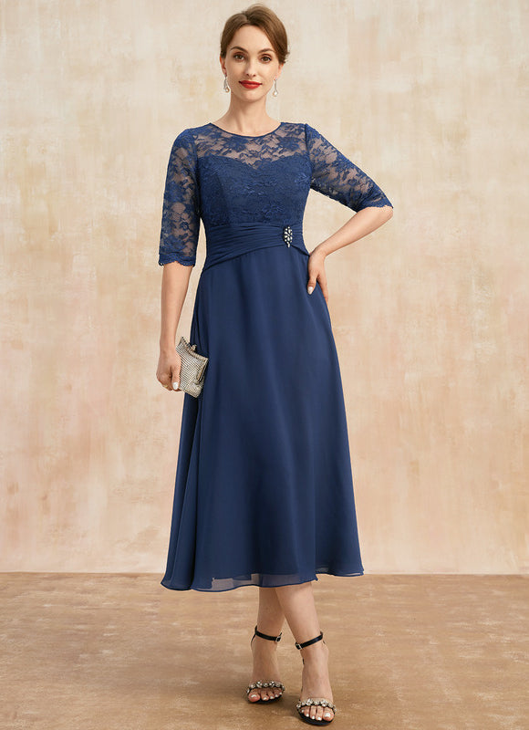 Robe Trapèze Élégance Marine Flottante - gallery 2