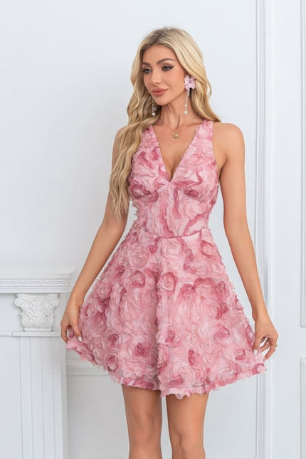 Robe Trapèze Rosée Flottante - gallery 1